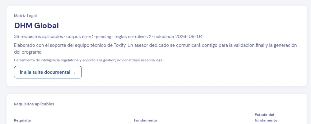 Pantalla real de la plataforma con datos de demostración (ficticios).